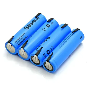 4pcs/lot Soshine LiFePO4 18650 batería de 3.2 V 1600mAh Batería Recargable con la ficha de puntos de soldadura de la batería