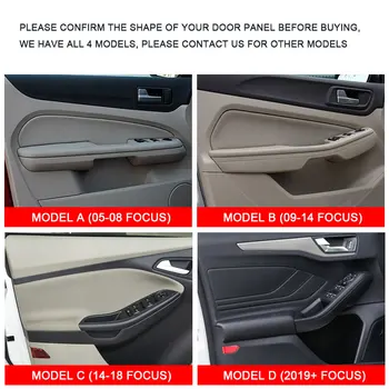 4pcs Microfibra de Cuero Interior del Coche de la Manija de la Puerta Apoyabrazos Panel de la Cubierta Protectora de ajuste Para el Ford Focus 2019