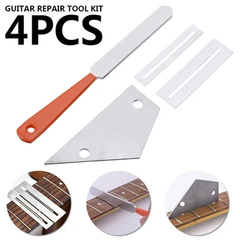 4pcs/set de Guitarra Traste Diapasón de Luthier Herramienta de Reparación Kit de Guitarra de Nivelación de la Regla Traste Archivo de Nivelación de Molienda de Accesorios de Guitarra
