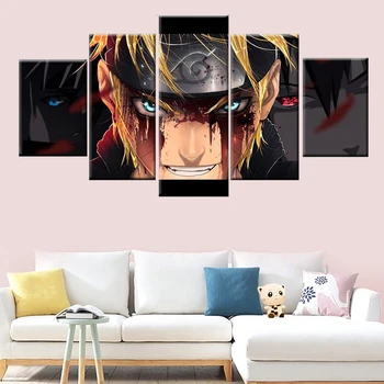 5 panel de Naruto figura de la pintura cartel de la pintura en tela, sala de estar pared de la habitación de arte HD impresión mural