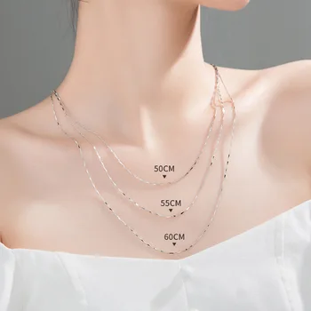 50 cm 55 cm 60 cm en la Hembra Collar Para las Mujeres En el Cuello de Plata 925 de la Cadena de Collares de las Mujeres Colgante de las Niñas de la Moda de Joyería Minimalista