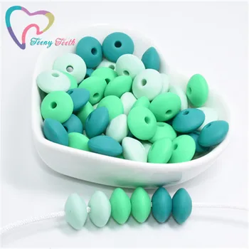 50 PCS Verde Menta de Silicona de Lentejas Perlas Libres de BPA dientes de Perlas de DIY del Collar de la Fabricación de Juguetes Accesorios de Bebé de Silicona Mordedores