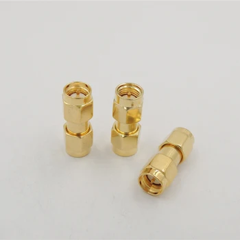 50 piezas de Oro Tono de SMA macho a SMA conector macho en serie RF coaxial conector del Adaptador de