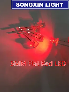 500pcs 5mm Rojo Transparente Diodo LED Ultra Brillante de la parte Superior Plana de Gran Angular Lente Transparente de 5 mm de Diodo Emisor de Luz LED de la Lámpara