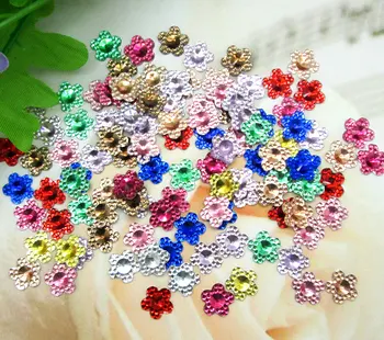 500Pcs Mixto 10 mm de Rosa Flor Dot Resina Decoración de Artesanías Perlas de las planas Cabujón Álbum DIY Adornos Accesorios