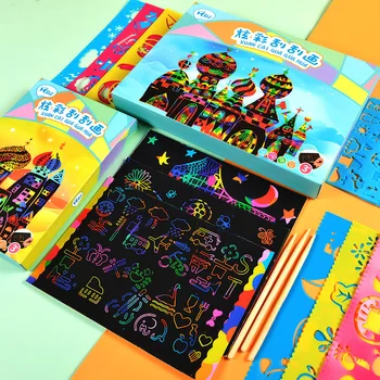 50pcs / 100pcs la Magia del Color del arco iris de Cero Papel de Arte de Tarjeta de Conjunto de Graffiti de la Plantilla de Lápices de colores a los Niños Pintura del Arte de DIY Juguetes Creativos