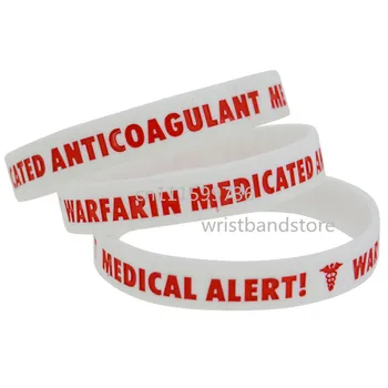 50PCS de Alerta Médica Warfarina Medicado Anticoagulante Pulsera de Silicona Pulsera