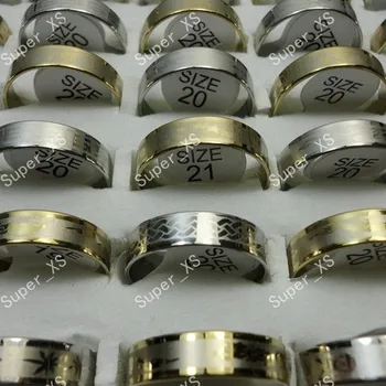50pcs el montón de la joyería del anillo de las mujeres de la moda parte superior de los hombres de oro y plata, anillos de acero inoxidable LB114 envío gratis