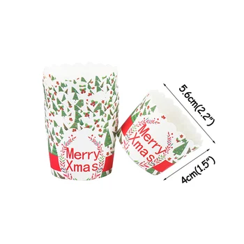 50pcs Feliz Navidad Xmas Muffin Cupcake Taza de Papel de la Navidad Decoraciones para el hogar de la Hornada de la Copa de la Magdalena de Contenedor de decoración de Año Nuevo Natal