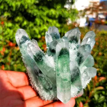 553g Verde Natural Fantasma Fantasma de Cristal de Cuarzo de Clúster de Curación de la Muestra