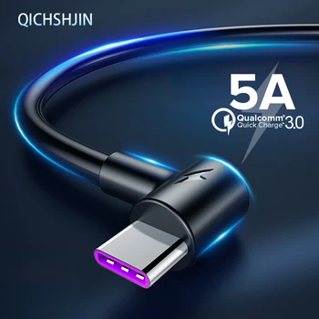 5A USB Tipo C Cable de 1m 2m 3m de Carga Rápida de Tipo C, Kable para Huawei P30 P20 Mate 20 Pro Teléfono Móvil Sobrealimentar QC3.0 USBC Cabo