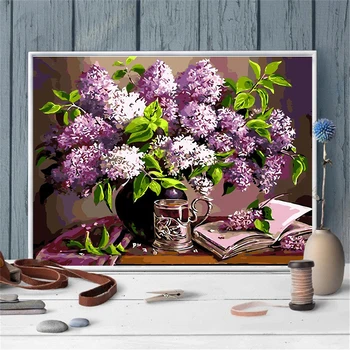 5D DIY Flor Púrpura del Diamante de la Pintura Para la Decoración del Hogar Mosaico de Bordado de Color Lavanda Violeta Suerte Flores Pintura de Regalo