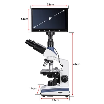 5MP HD Profesional de los Ácaros del Esperma biológicas Laboratorio de Microscopio Digital Led + electrónica ocular + 9-pulgadas de pantalla LCD de línea de Datos USB