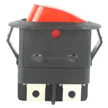 5PCS Negro de 4 Pines Táctil Interruptor de eje de Balancín de Round Rojo Encendido-Apagado Interruptor de Botón Con Luz 16A 250V RK1-010