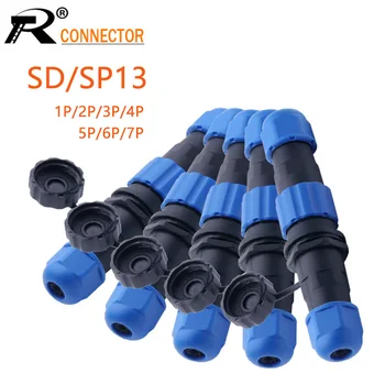 5Sets Impermeable de la Aviación Conector SP13/SD13 IP68 cable conector plug & socket Masculino y Femenino 1 2 3 4 5 6 7 Pin
