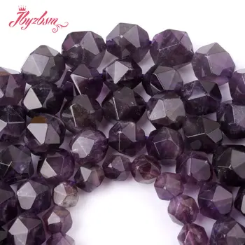 6,8,10 mm Cubo Facetas Púrpura Amethys Cristales Naturales de Cuentas de Piedra Para DIY Collar Bracelats la Fabricación de Joyas De 15