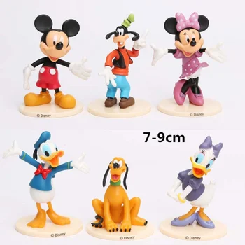 6 Pcs/set de Mickey Mouse de Disney Figuras de Juguetes de PVC Modelo de Minnie Mouse Figuras de Acción de la Muñeca para los Niños de las Niñas Regalo de Cumpleaños de Disney, Juguetes