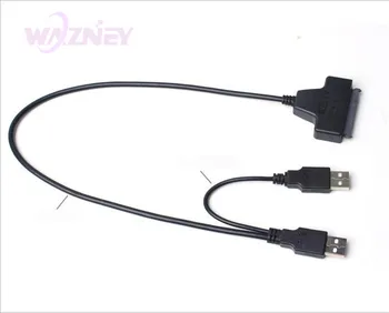 600pcs Dual USB 2.0 a SATA Serial ATA de 15+7 22P 22Pin Adaptador de conector de Cable Para disco duro de 2,5