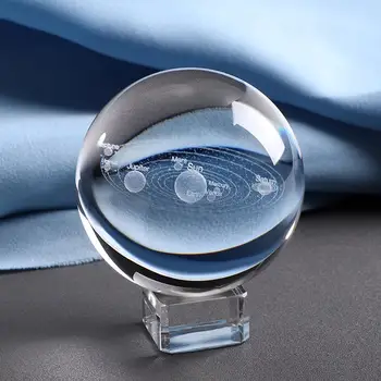 6CM Grabado en Láser Sistema Solar de la Bola 3D en Miniatura Planetas Modelo de Esfera, Globo de Cristal de Adorno de la Decoración del Hogar, de Regalo