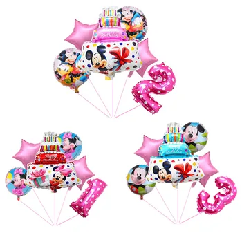 6pcs/lot Disney Mickey Minnie Mouse con Globos de Fiesta de Cumpleaños Decoraciones de la Ducha del Bebé 32pulgadas Número de Globos a los Niños a Favor de Globos de Aire