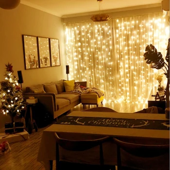 6x3 600LED cortina de Luces LED Carámbano Cadena de Luces de Navidad Luces de Hadas de la guirnalda de Casa al aire libre De la Boda/Fiesta/Cortina/Gard