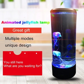 7 LED que cambia de Color de las Medusas de la Lámpara del Acuario de la Mesilla de Noche de Luz Decorativa de la Romántica Atmósfera de Carga USB Regalo Creativo