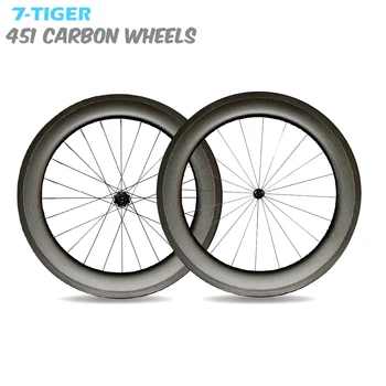 7-Tigre de Carbono bicicleta de carretera ruedas 451 mini bike juego de ruedas de 50 mm de las llantas de carbono con pilar 1423 habló directamente tirar centros