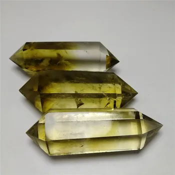70 MM Natural Citrino Cuarzo Cristal Transparente Punto de Curación Doble Terminado de chakras Reiki Amarillo de la Torre de Regalos de Decoración para el Hogar