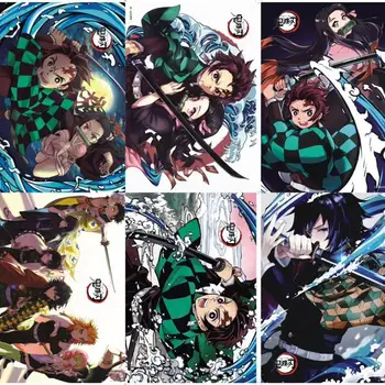 8 pcs/set Anime Demon Slayer Kimetsu no Yaiba Relieve cartel de la Figura Kamado Nezuko Tanjirou pegatina de carteles para los regalos