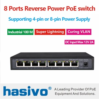 8 Puertos Ethernet PoE switch de Reversa fuente de Alimentación PoE Switch VLAN