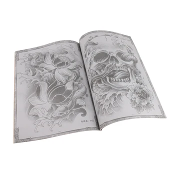 80 Página Auspicioso Cráneo Del Arte Del Tatuaje De Diseño Flash Manuscrito Línea De Croquis Libro