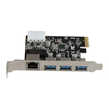 8153 Chipset RJ45 LAN PCI Express Adaptador de Tarjeta de Red Tarjeta de red 10/100 / 1000Mbps PCIE para 3 Puertos USB 3.0, Gigabit Ethernet Hub
