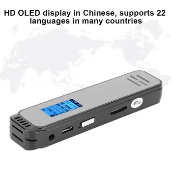 8GB Inteligente de Voz Mini USB de la Pluma sin pérdida OLED HD Portátil Grabadora Digital de Audio de la Grabadora de Voz, Reproductor de MP3 de negocios de Grabación