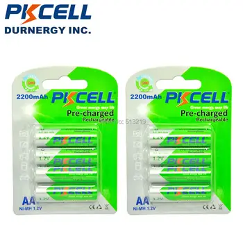 8Pcs*4 piezas/Tarjeta de PKCELL NiMH AA Batería Recargable de 1.2 V 2200mAh 2A Pre-cargado Bateria Recargable de Baterías para la Cámara