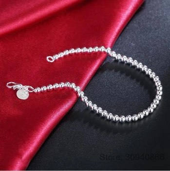925 de plata de gran cordón de la pulsera de cadena de 4mm 6mm 8mm 10mm brazalete de las mujeres de joyería fina para el banquete de la boda de aniversario