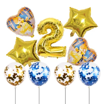 9pcs de 18 pulgadas de la Belle de la Princesa de la bella y La ia globos metálicos 32pulgadas número aire globos de la fiesta de cumpleaños decoración juguetes de niños