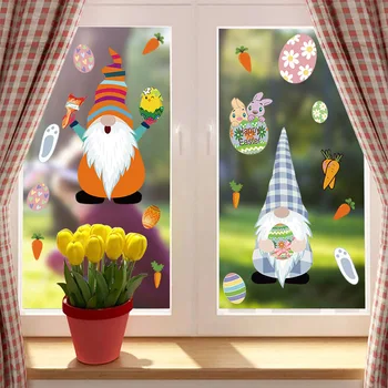 9pcs/lote Feliz Pascua de Pared del PVC etiqueta Engomada de la Historieta de Conejo Ventana se Aferran fondo de pantalla para la Pascua, Fiesta de Casa de la Decoración de la Habitación de los Niños