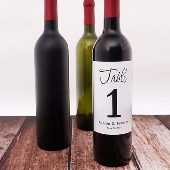 9x12.7cm Vino Envoltorios Personalizados Tabla de Número de la etiqueta Engomada de encargo de recién casados de la Botella de Vino Etiquetas Pegatinas DIY Decoración de la Boda