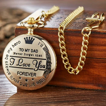 A Mi PAPÁ Daddy I Love you FOREVER Reloj de Bolsillo de Regalos para el Día de los Padres de Regalo de Cumpleaños de Grabado Láser Llavero de Cadena Colgante de Reloj Reloj