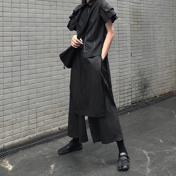 A principios de Otoño 2020 nuevas viento oscuro de ropa de mujer de diseño de sentido de la Individualidad, de Pequeño Samurai suelta las piernas de la falda