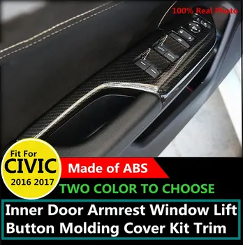 ABS Cromado Interior Apoyabrazos de la Puerta Ventana de Elevación Botón de Moldeo Kit de Cubierta del Recorte de los Accesorios Para Honda Civic 2016 2017 de la Mano Izquierda de la Unidad