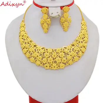 Adixyn 24K Color Amarillo Etíope de la Joyería para las Mujeres de la Boda de Lujo de la Joyería conjunto Árabe de Dubai oriente Medio Regalos de Parte N071010
