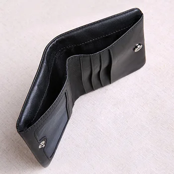 AETOO Mini bolso de cuero para mujer corta de los hombres cartera de cuero versión coreana de los jóvenes ultra delgada vertical billetera de cuero suave