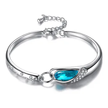 Aguamarina piedras preciosas de cristal azul brazalete de las pulseras &colgante de collar de la joyería conjuntos para las mujeres de diamantes de accesorios de regalo