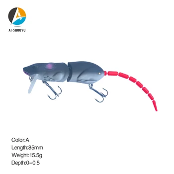 AI-SHOUYU Plástico Nuevo Ratón Señuelo de 85 mm 15.5 g Swimbait de la Rata de Cebo para la Pesca del lucio bajo Con Gancho de Pesca de carpa crankbaits