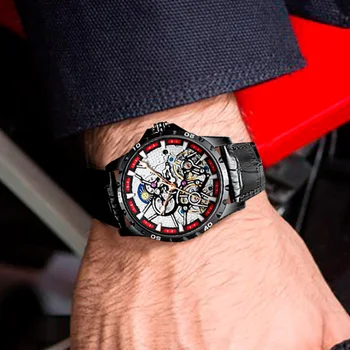 AILANG 2021 nuevo reloj de los hombres mecánicos automáticos del reloj hueco impermeable de doble péndulo tourbillon hombres de negocios del reloj de manera