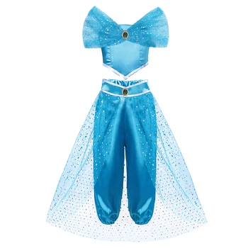Aladdin Princesa Vestido de Niña Árabe de Fantasía de Disfraces para Niños de Bebé de Halloween Cosplay Parte de la Ropa de Regalo de Cumpleaños