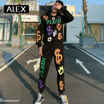 Alex Plein Hombres Ropa Sudadera de hombre Algodón Steetwear Graffiti Divertido Sudaderas con capucha de los Deportes de los Hombres de la Moda de Invierno de la ropa de sport Nuevo