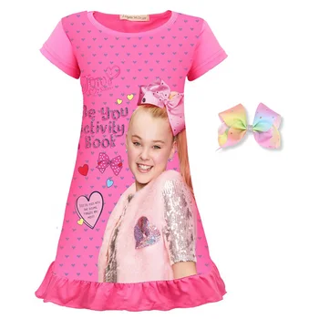 Alta calidad Vestidos de las Niñas jojo siwa Vestido de ropa de dormir para Niños pijamas de Diseño de moda de los Niños de la muchacha de la Ropa de la Princesa Vestidos de 6-14Y