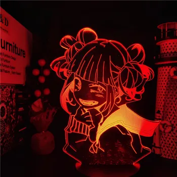 Animado en 3D de la Luz LED de la Lámpara de Noche mi héroe de la ACADEMIA Himiko Toga Figura de los Niños del Dormitorio de la Decoración de la Luz de la Mesita de luz 3D Lámpara Xams Regalo
